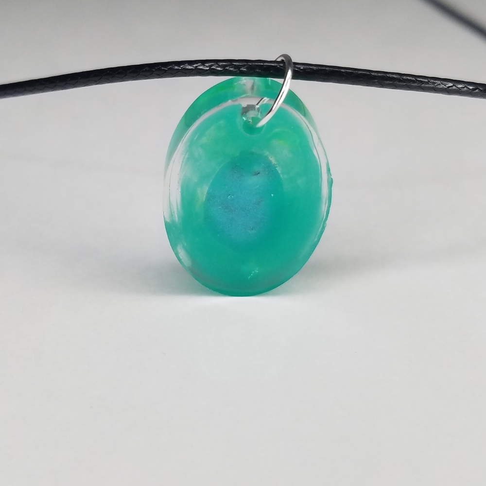2 Sided Glowing Blue Pendant Necklace